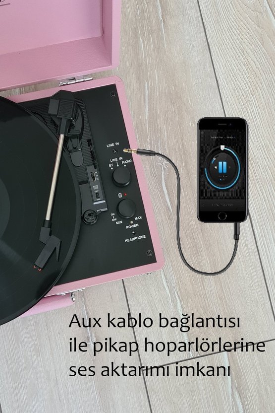 Record Master St14012 Pembe Retro Pikap Bluetooth Ve Şarj Özellikli Retro Pikap