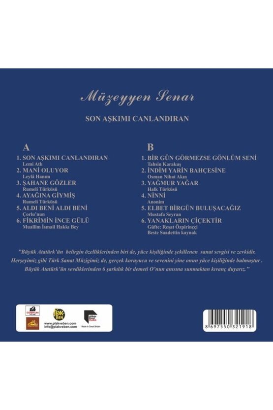 Müzeyyen Senar Son Aşkımı Canlandıran LP Plak