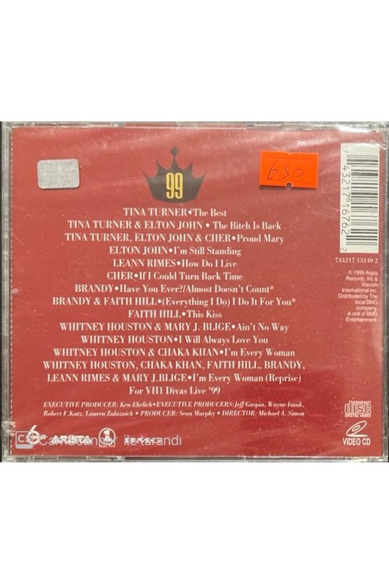 (PLAK DEĞİLDİR CD DİR) Divas Live 99 Açılmamış Jelatininde Cd