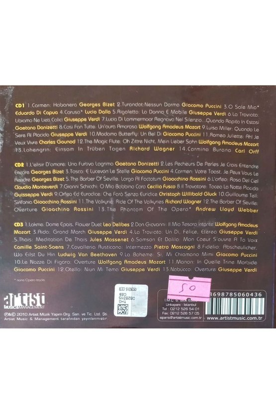 (PLAK DEĞİLDİR CD DİR) Unutulmayan Opera Klasikleri Cd