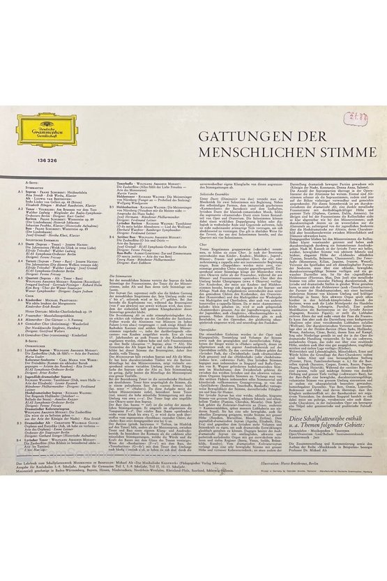 Gattungen Der Menschlichen Stimme LP Plak