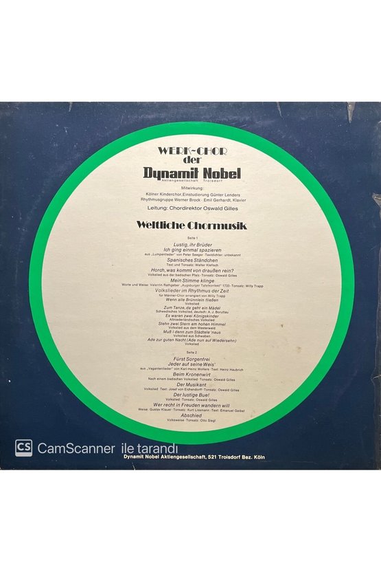 Weltliche Chormusik LP Plak