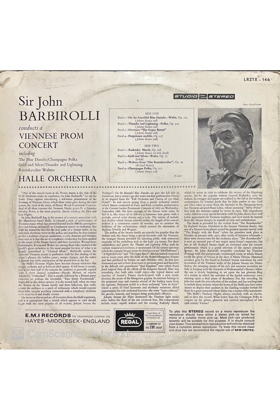 Sir John Barbirolli Viennese Prom Concert Halle Orchestra LP Klasik Plak