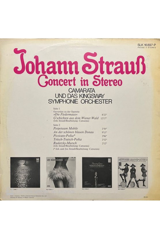 Johann Strauss Concert In Stereo LP Plak