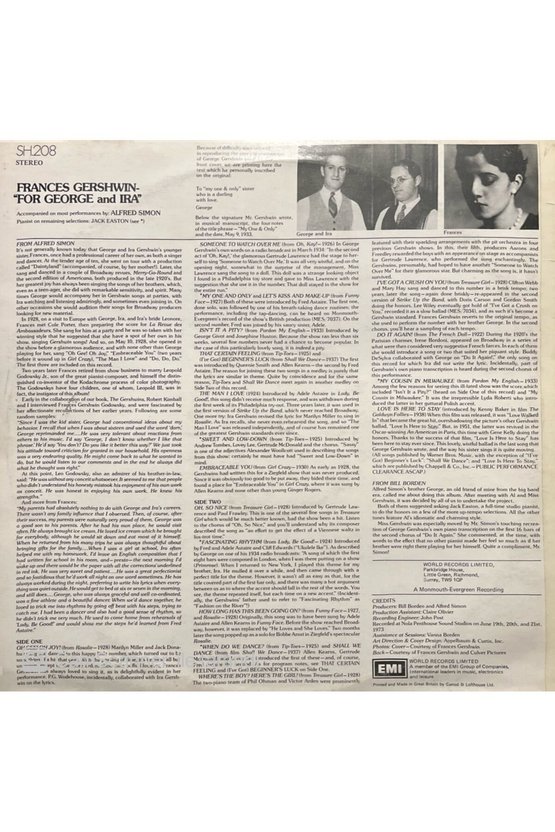 Frances Gershwin LP Plak