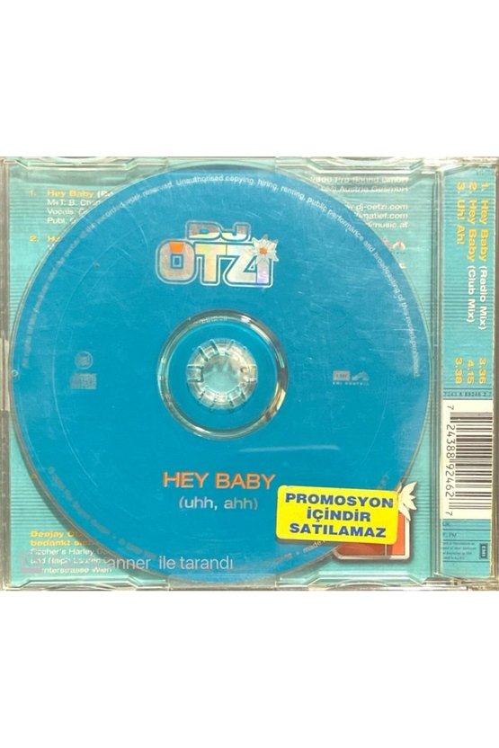 (PLAK DEĞİLDİR CD DİR) Dj. Otzi Hey Baby Maxi Single Cd