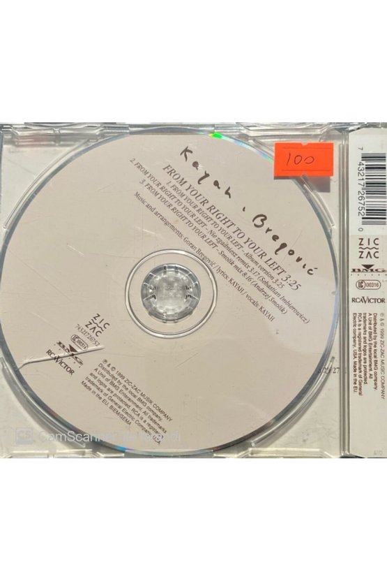 (PLAK DEĞİLDİR CD DİR) Kayah Bregovic From Your Right To Your Left Maxi Single Cd