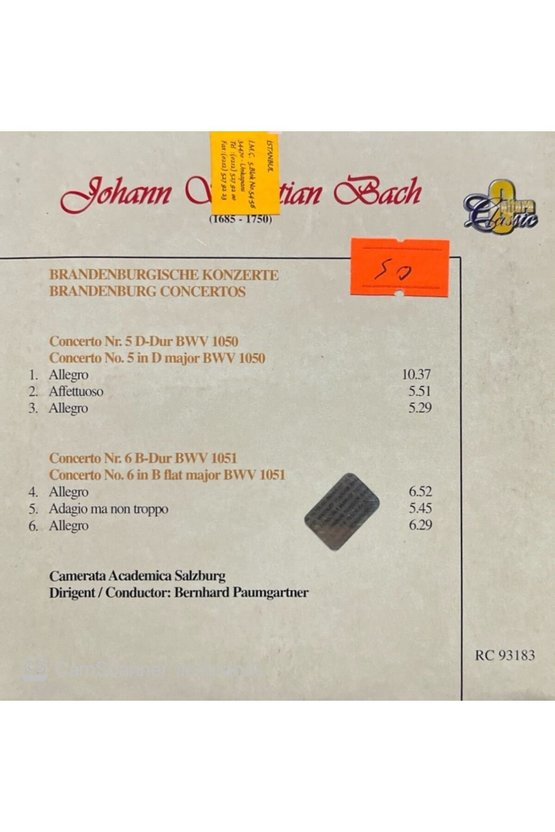 (PLAK DEĞİLDİR CD DİR) J.s. Bach Concerto No.5 Cd