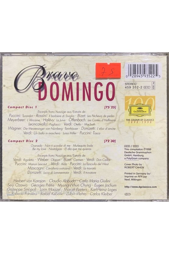 (PLAK DEĞİLDİR CD DİR) Bravo Domingo Classic Double Cd
