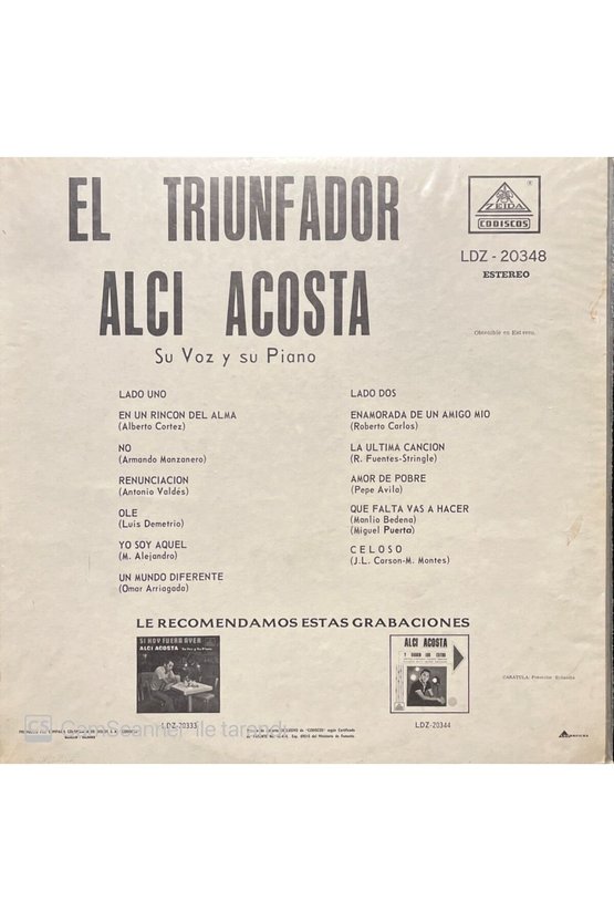 El Triunfador Alci Acosta LP Plak