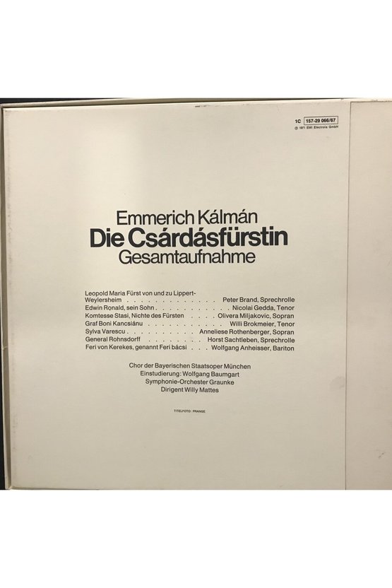 Emmerich Kalman Die Csardasfürstin 2 LP Box Set Plak