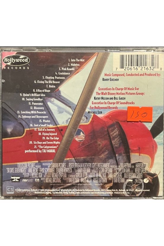 (PLAK DEĞİLDİR CD DİR) Harrison Ford Six Days Seven Nights Soundtrack Cd