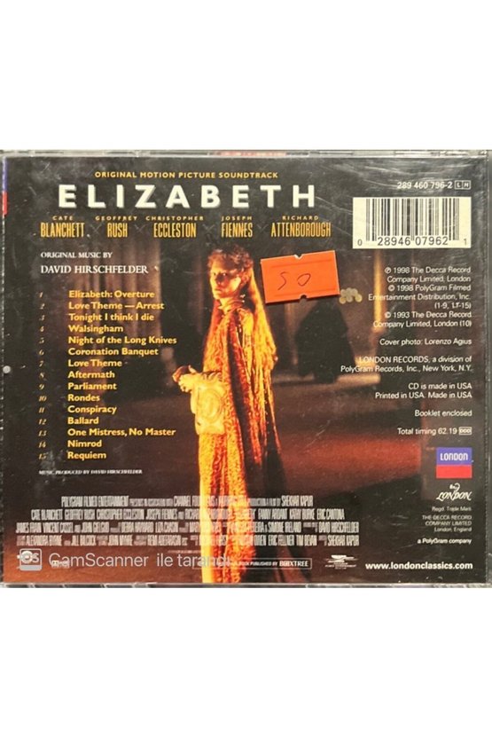 (PLAK DEĞİLDİR CD DİR) Elizabeth Soundtrack Cd