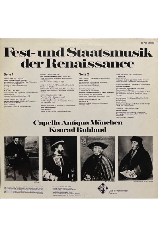 Fest Und Staatsmusik Der Renaissance LP Plak