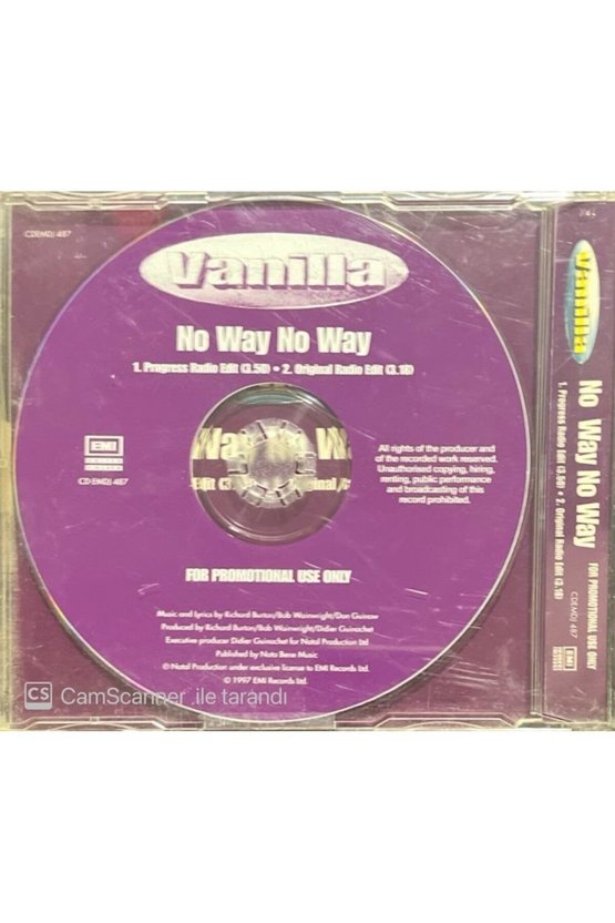 (PLAK DEĞİLDİR CD DİR) Vanilla No Way No Way Maxi Single Cd