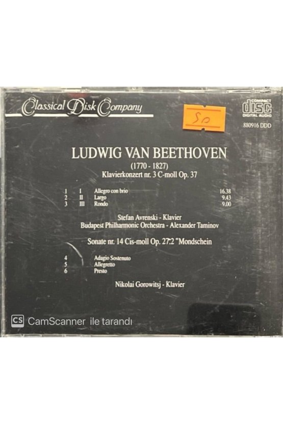 (PLAK DEĞİLDİR CD DİR) Ludwig Van Beethoven Klavierkonzert Nr.3 Cd