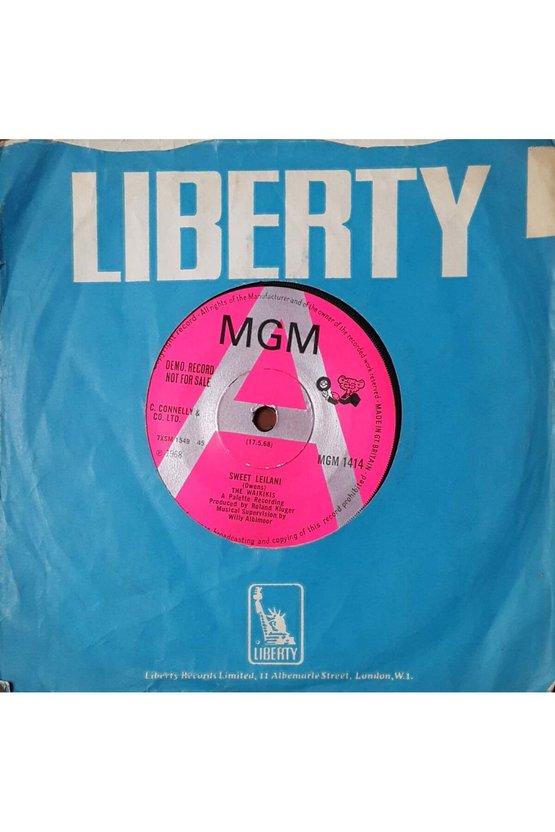 Demo .Record Not For Sale Sweet Leilani 45lik Plak
