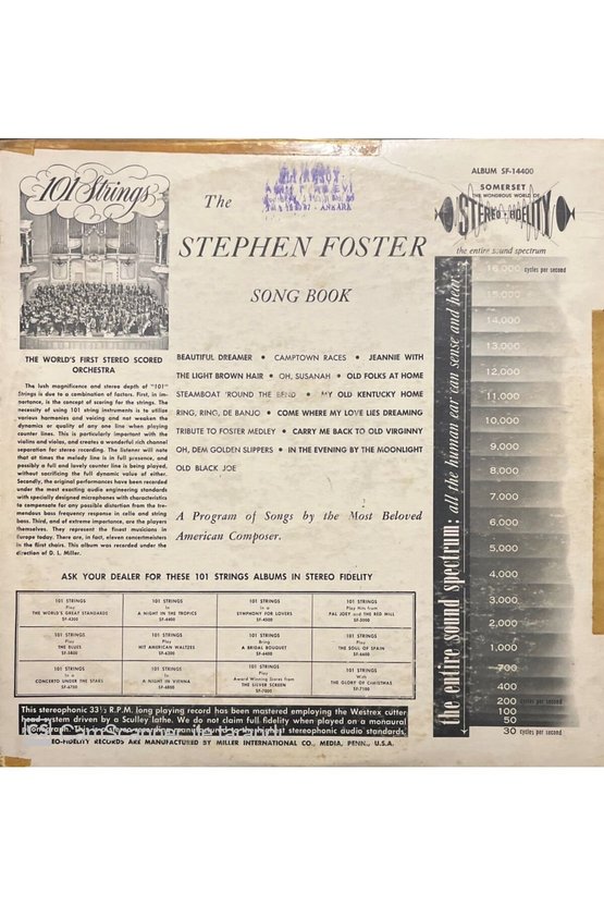101 Strings Play Stephen Foster Sogbook LP Plak