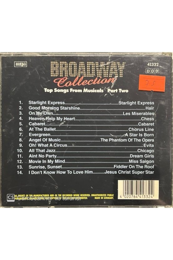 (PLAK DEĞİLDİR CD DİR) Broadway Collection Soundtrack Cd