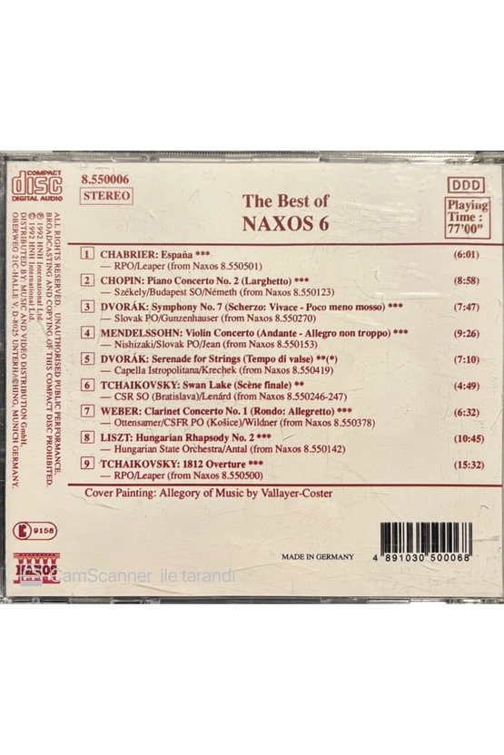 (PLAK DEĞİLDİR CD DİR) The Best Of Naxos 6 Classic Cd