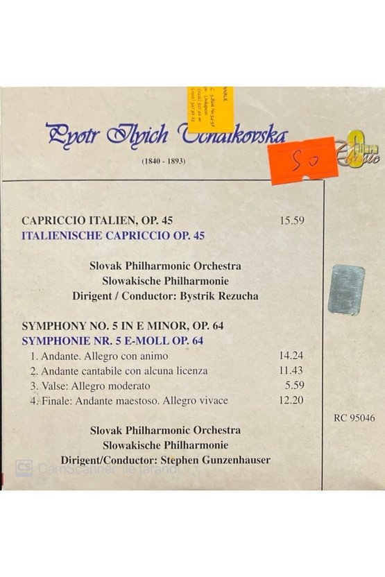 (PLAK DEĞİLDİR CD DİR) Tchaikovsky Capriccio Italien Op.45 Cd