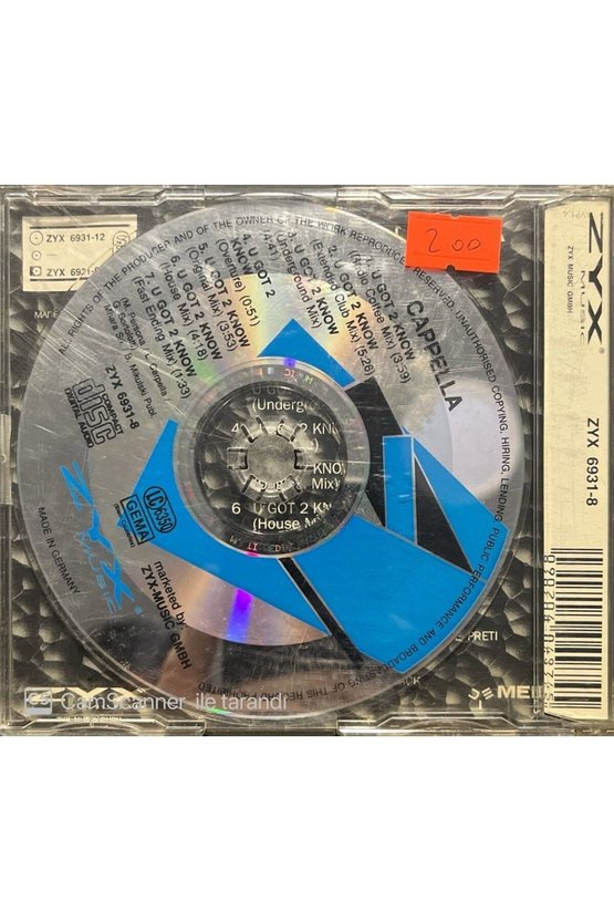 (PLAK DEĞİLDİR CD DİR) Cappella U Got 2 Know Maxi Single Cd