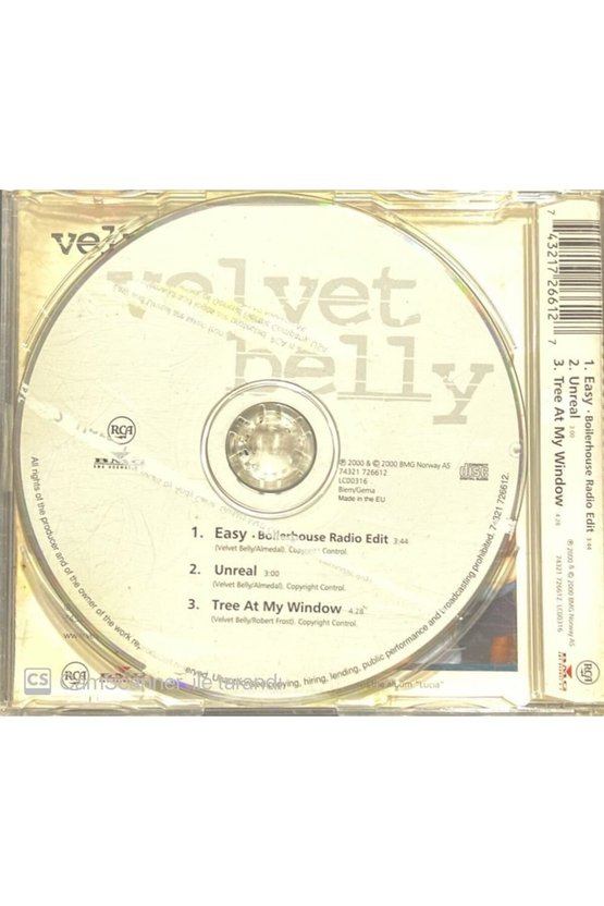 (PLAK DEĞİLDİR CD DİR) Velvet Belly Easy Maxi Single Cd
