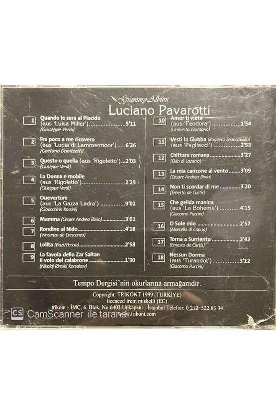 (PLAK DEĞİLDİR CD DİR) Luciano Pavarotti In Concert Vol.3 Triple Cd