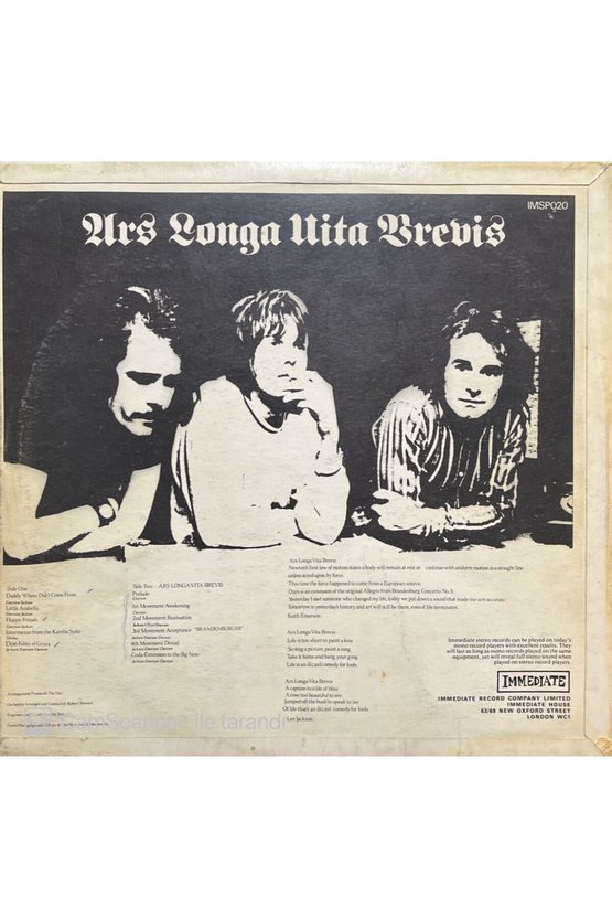 The Nice Ars Longa Vita Brevis LP Plak