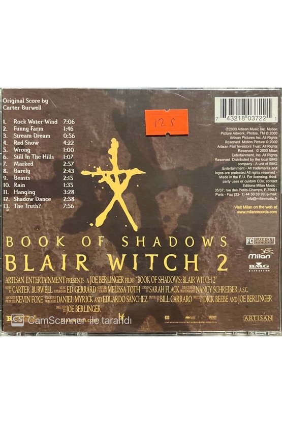 (PLAK DEĞİLDİR CD DİR) Book Of Shadows Blair Witch 2 Soundtrack Cd