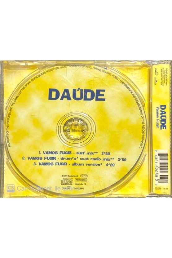 (PLAK DEĞİLDİR CD DİR) Daude Vamos Fugir Maxi Single Cd