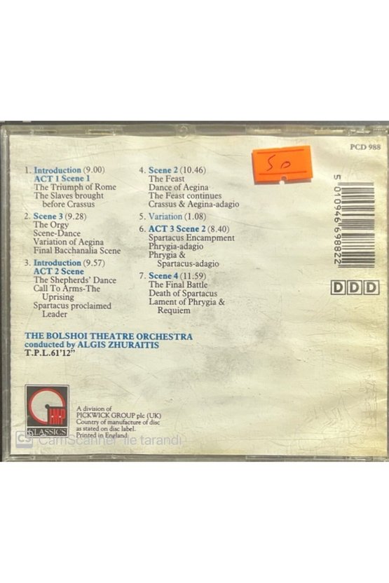 (PLAK DEĞİLDİR CD DİR) Spartacus Cd