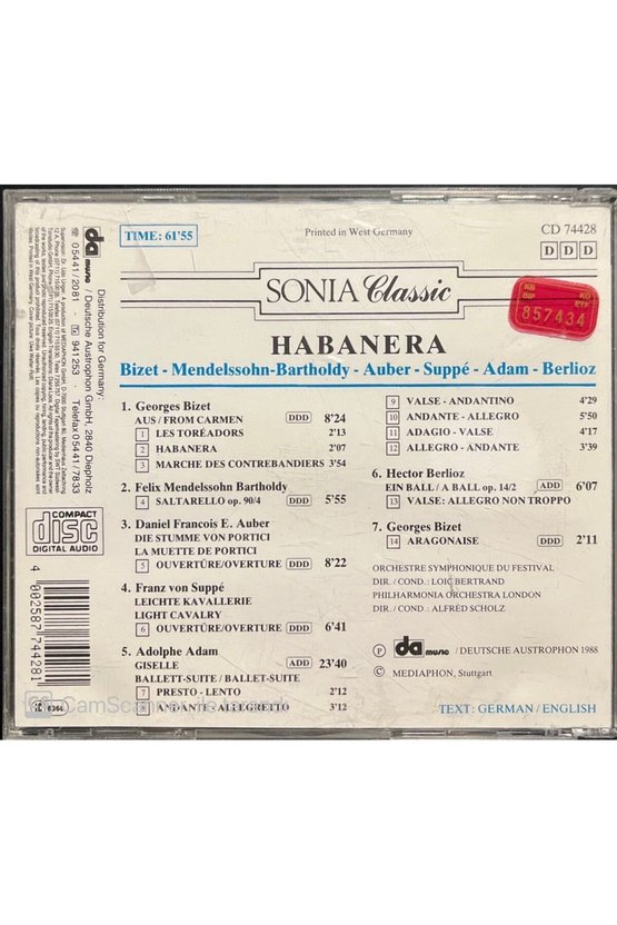 (PLAK DEĞİLDİR CD DİR) Habanera Bizet Mendelssohn Classic Cd