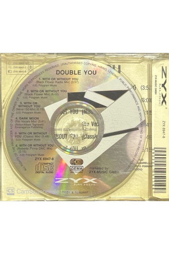 (PLAK DEĞİLDİR CD DİR) Double You With Or Without You Maxi Single Cd