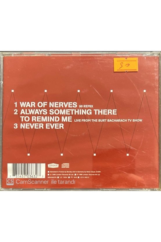 (PLAK DEĞİLDİR CD DİR) All Saints War Of Nerves Maxi Single Cd