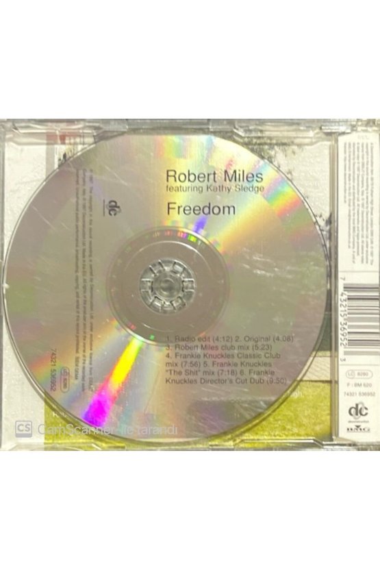(PLAK DEĞİLDİR CD DİR) Robert Miles Featuring Kathy Sledge Freedom Maxi Single Cd