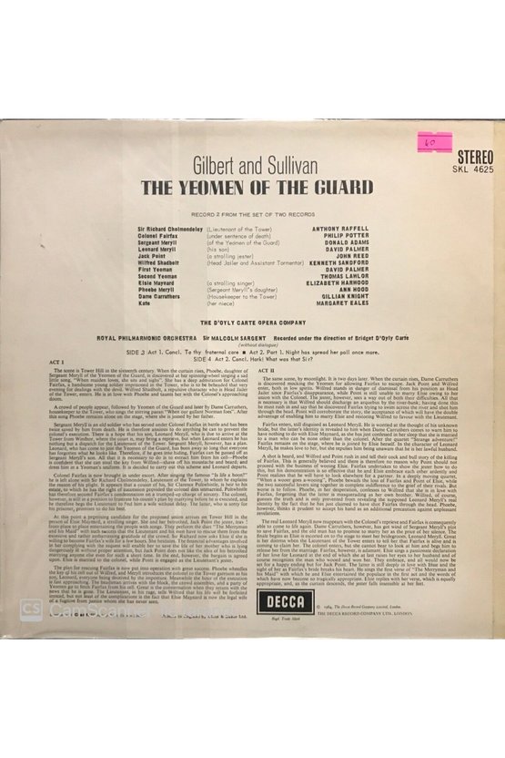 The Yeomen Of The Guard 2 Plaklık Set LP Klasik Plak