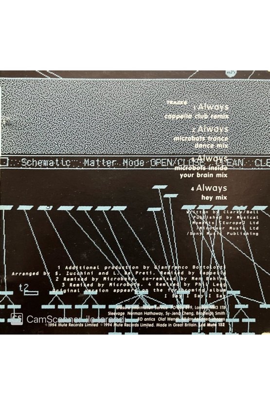 (PLAK DEĞİLDİR CD DİR) Erasure Alyways Remixes Maxi Single Cd