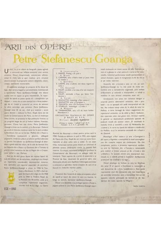Petre Stefanescu-Goanga LP Plak