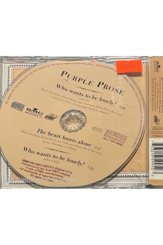 (PLAK DEĞİLDİR CD DİR) Purple Prose Who Wants To Be Lonely? Maxi Single Cd