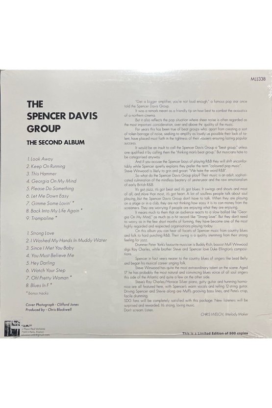 The Spencer Davis Group The Second Album Limited Edition Clear Vinyl Edition LP Plak