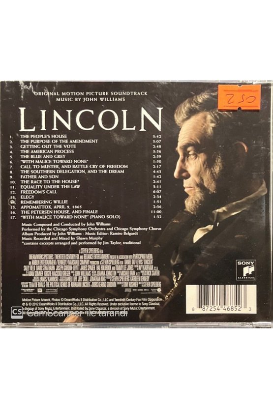 (PLAK DEĞİLDİR CD DİR) Daniel Day-lewis Lincoln Soundtrack Cd