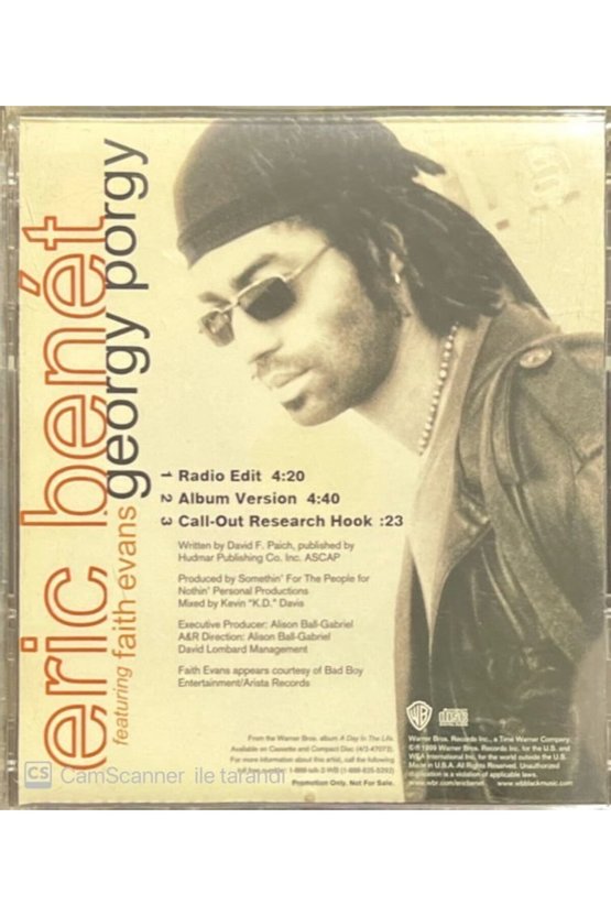 (PLAK DEĞİLDİR CD DİR) Eric Benet Georgy Porgy Maxi Single Cd