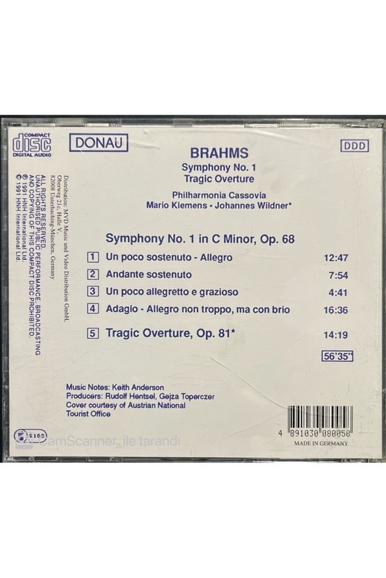 (PLAK DEĞİLDİR CD DİR) Brahms Symphony No.1 Cd