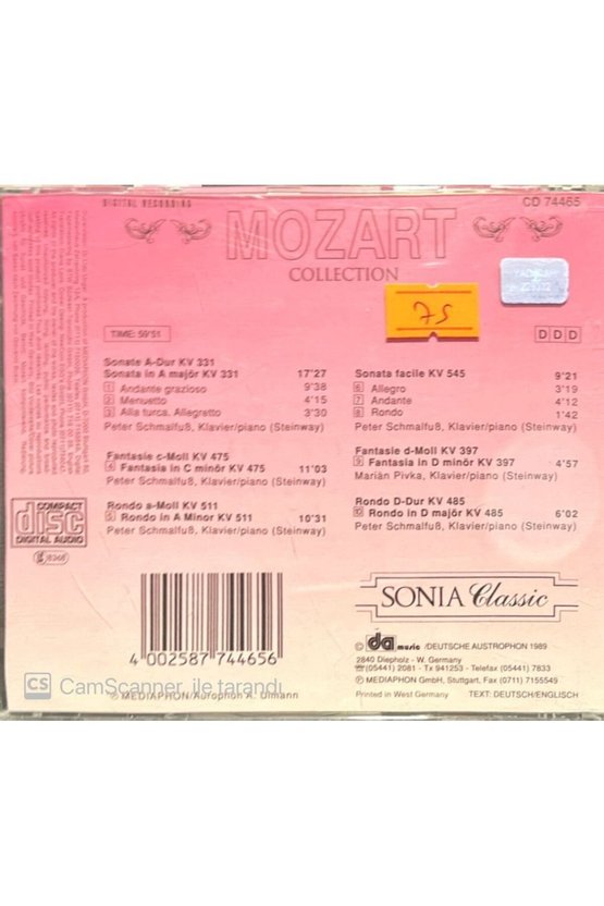 (PLAK DEĞİLDİR CD DİR) Mozart Sonaten Fantasien Rondos Cd
