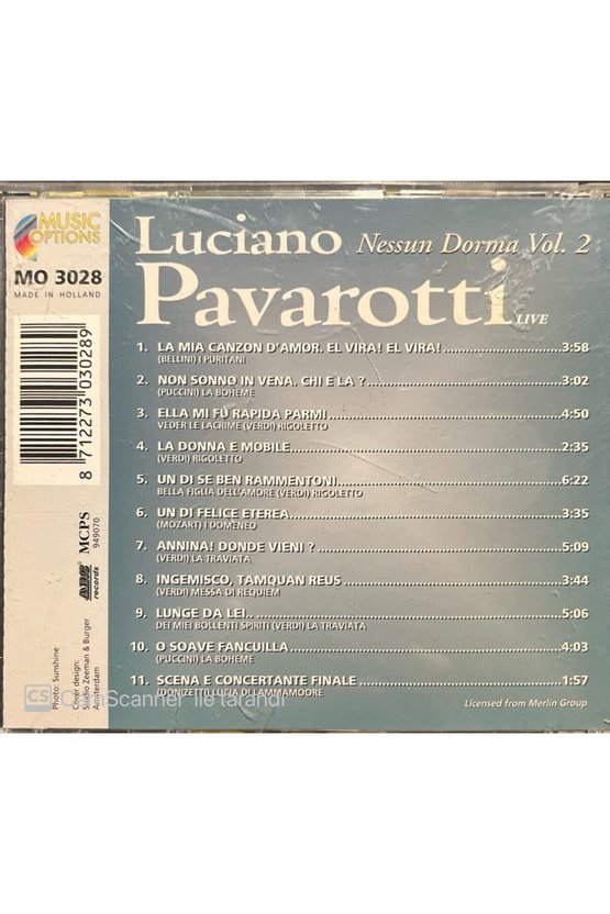 (PLAK DEĞİLDİR CD DİR) Luciano Pavarotti Nessun Dorma Vol.2 Cd