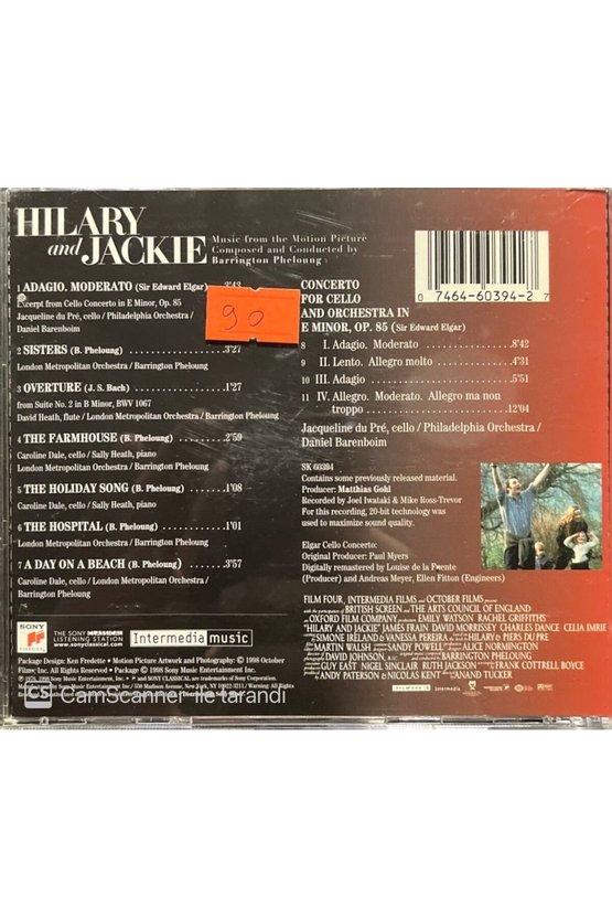 (PLAK DEĞİLDİR CD DİR) Hilary And Jackie Soundtrack Cd