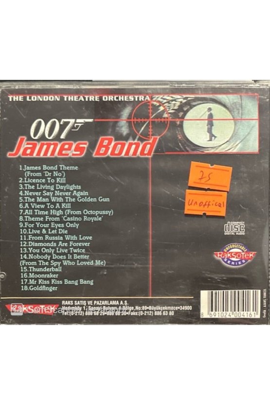 (PLAK DEĞİLDİR CD DİR) 007 James Bond Themes Unoffical Soundtrack Cd