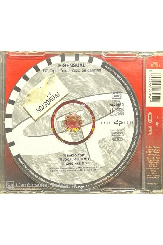 (PLAK DEĞİLDİR CD DİR) E. Sensual B. G. Tips You Should Be Dancing Maxi Single Cd