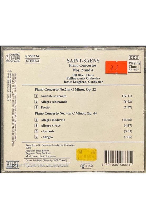 (PLAK DEĞİLDİR CD DİR) Saint-saens Piano Concertos Classic Cd